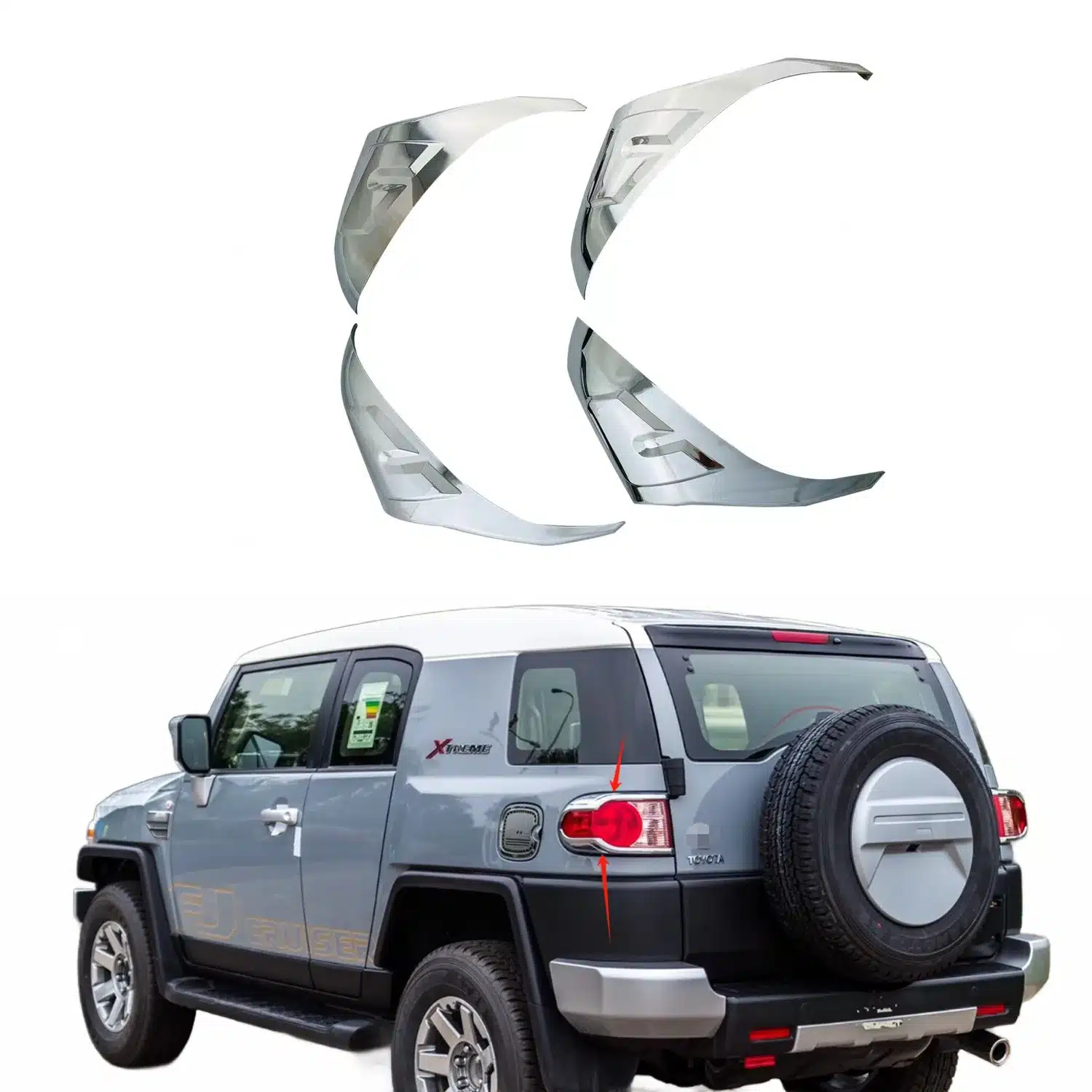 Rear Tail Light Covers ABS Chrome Trim Guards for Toyota FJ Cruiser 2007-2021
