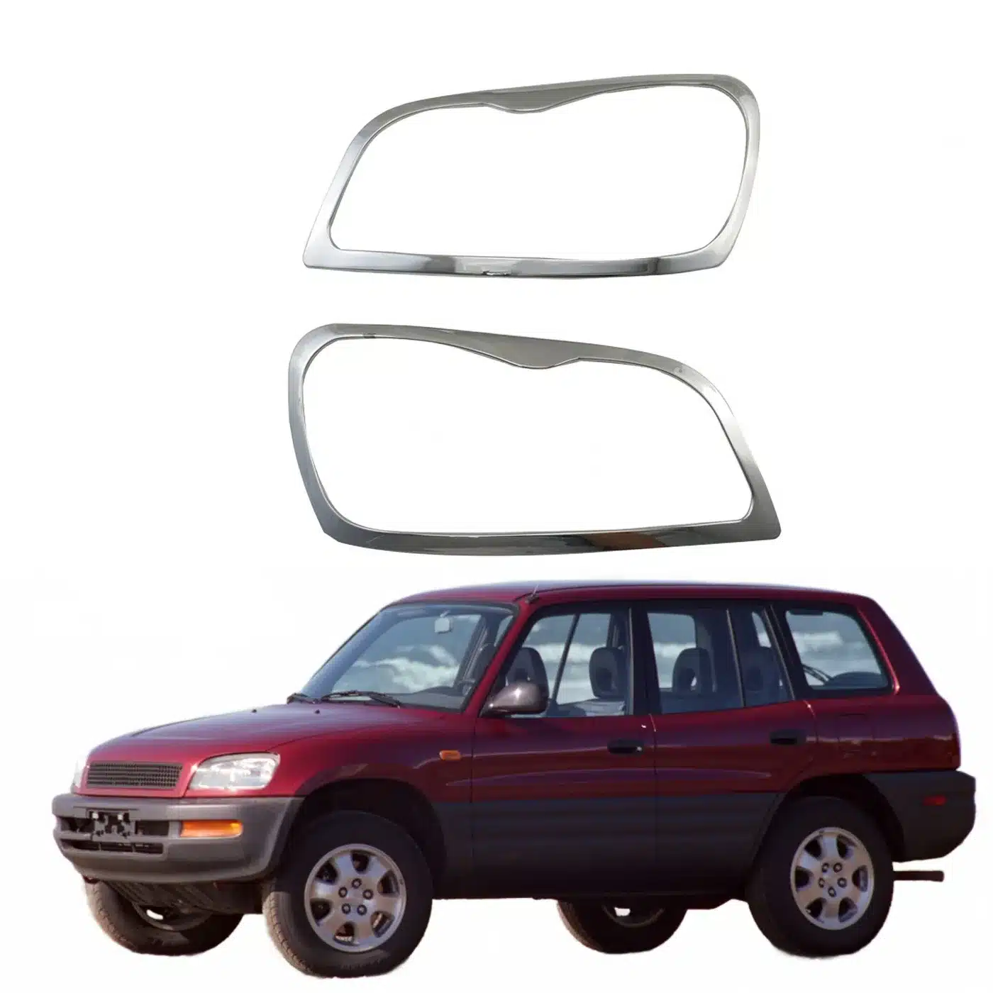 Front Headlight Bezel Cover Trim for Toyota RAV4 1996-2000, Chrome Finish Headlamp Decor Frame