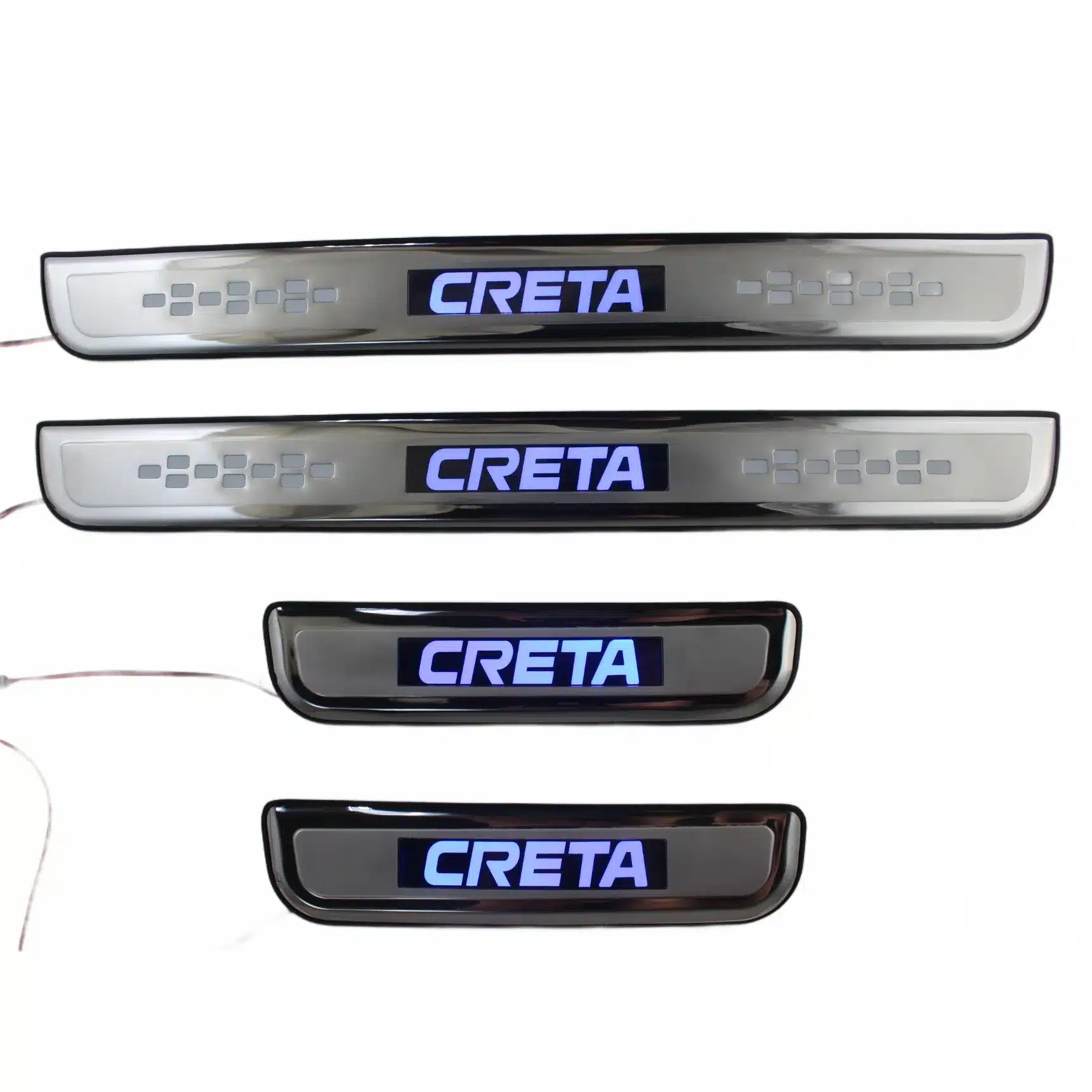 LED Door Sill Guard Kit with Blue Light Scuff Plate Welcome Pedal for Creta