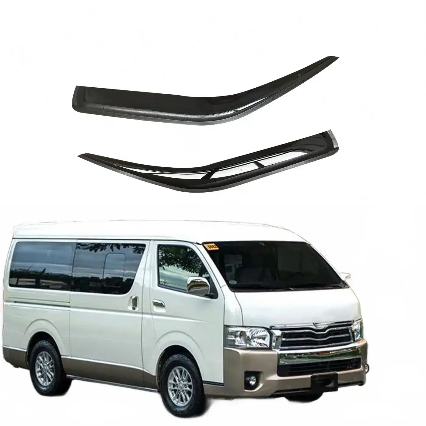 Window Visor Rain Guard and Side View Mirror Rain Eyebrow Set for Toyota Hiace H200 H300