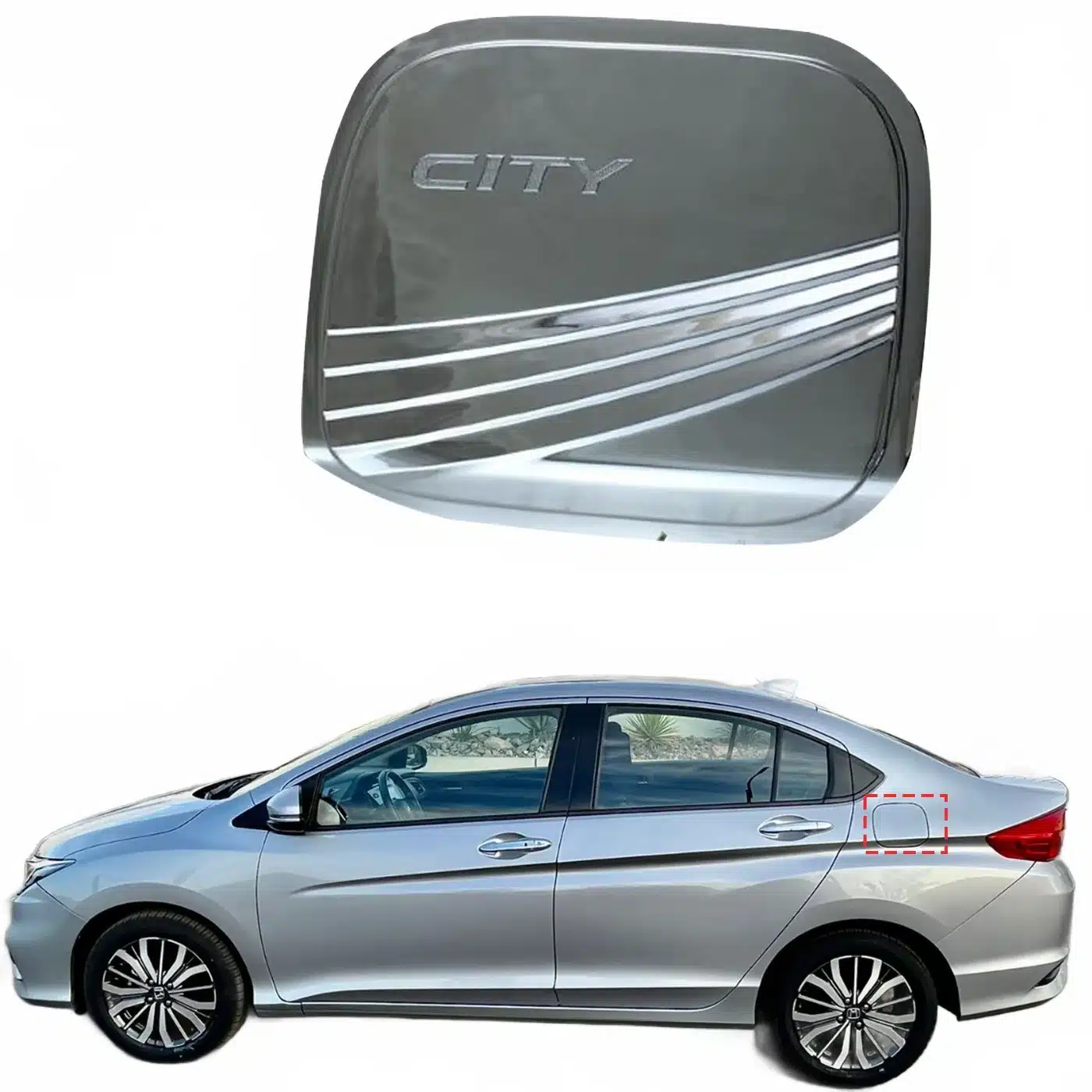 Fuel Tank Cap Cover Decorative Trim Chrome Plated for Honda City 2015-2019