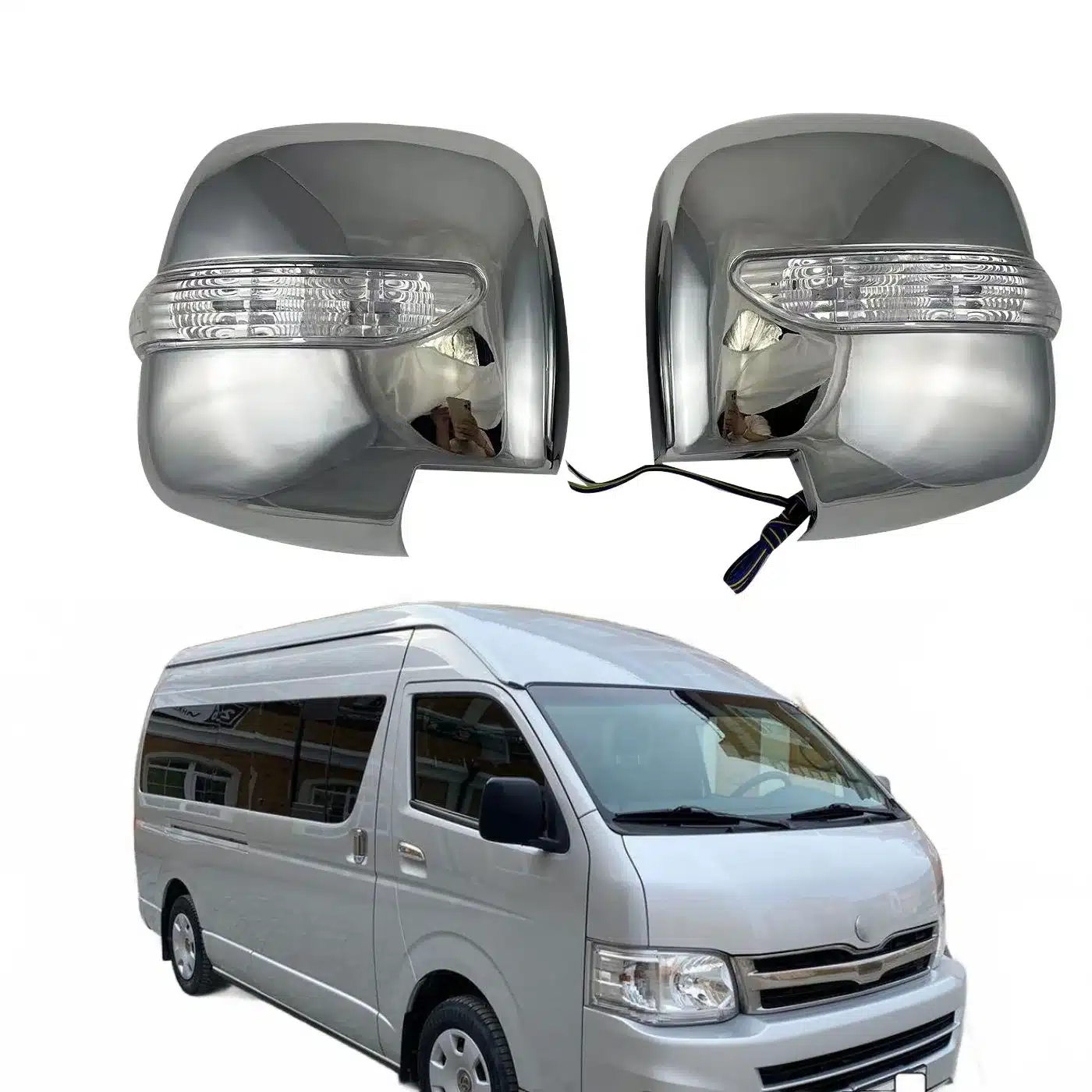 LED Wing Mirror Cover Caps with Signal Light for Toyota Hiace 200 Series 2008-2018