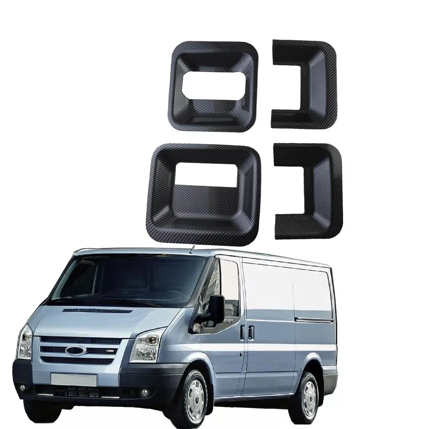 Carbon Fiber Style Exterior Door Handle Cover Trim for Ford Transit MK6 MK7 2000-2014