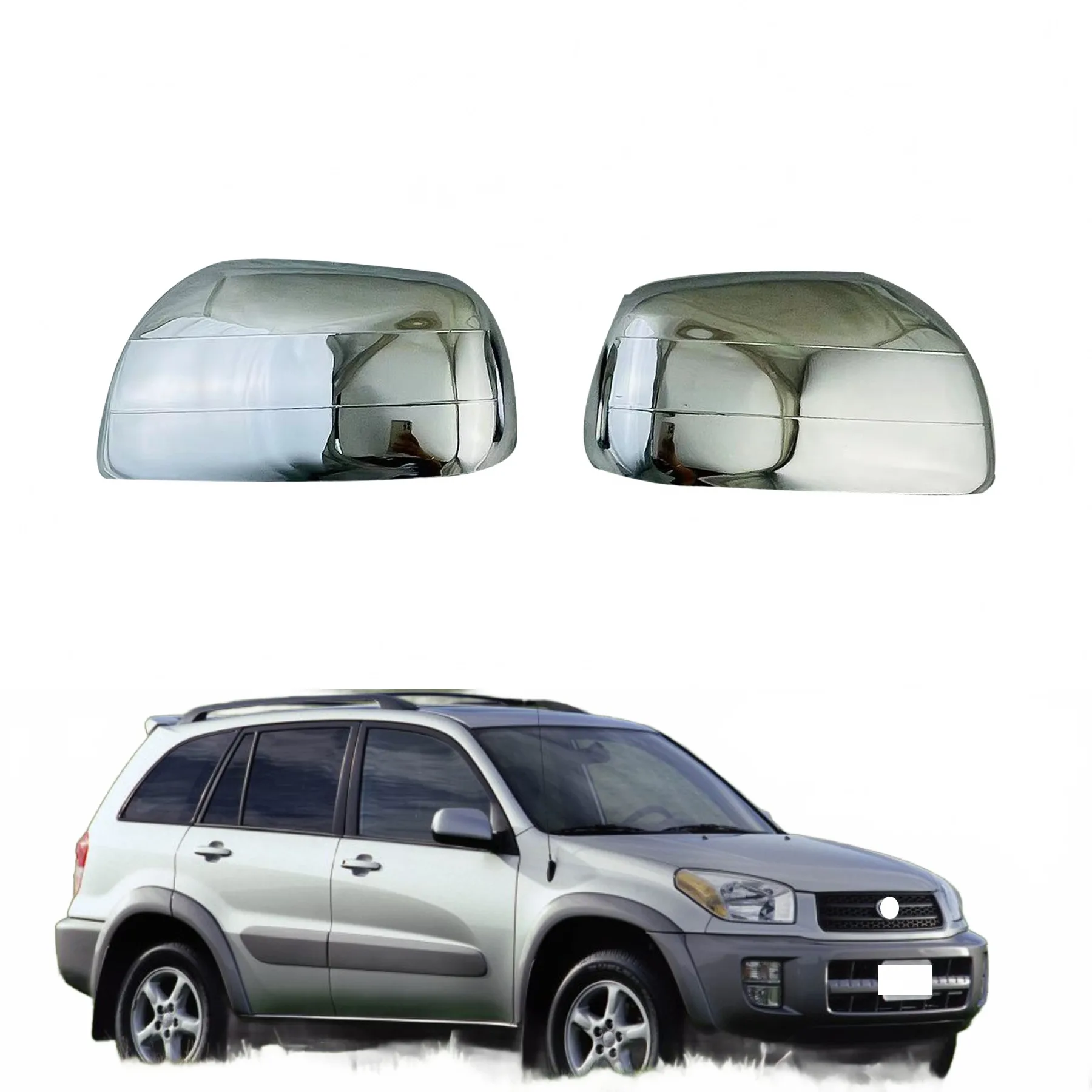 Chrome Exterior Rearview Mirror Cover Caps for Toyota RAV4 2001-2005 Side Mirror Guard Trim