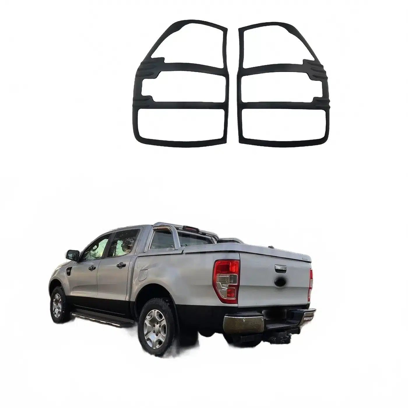 Rear Tail Light Covers for Ford Ranger 2016+, Matte Black ABS Exterior Trim Frame Accents, Pair