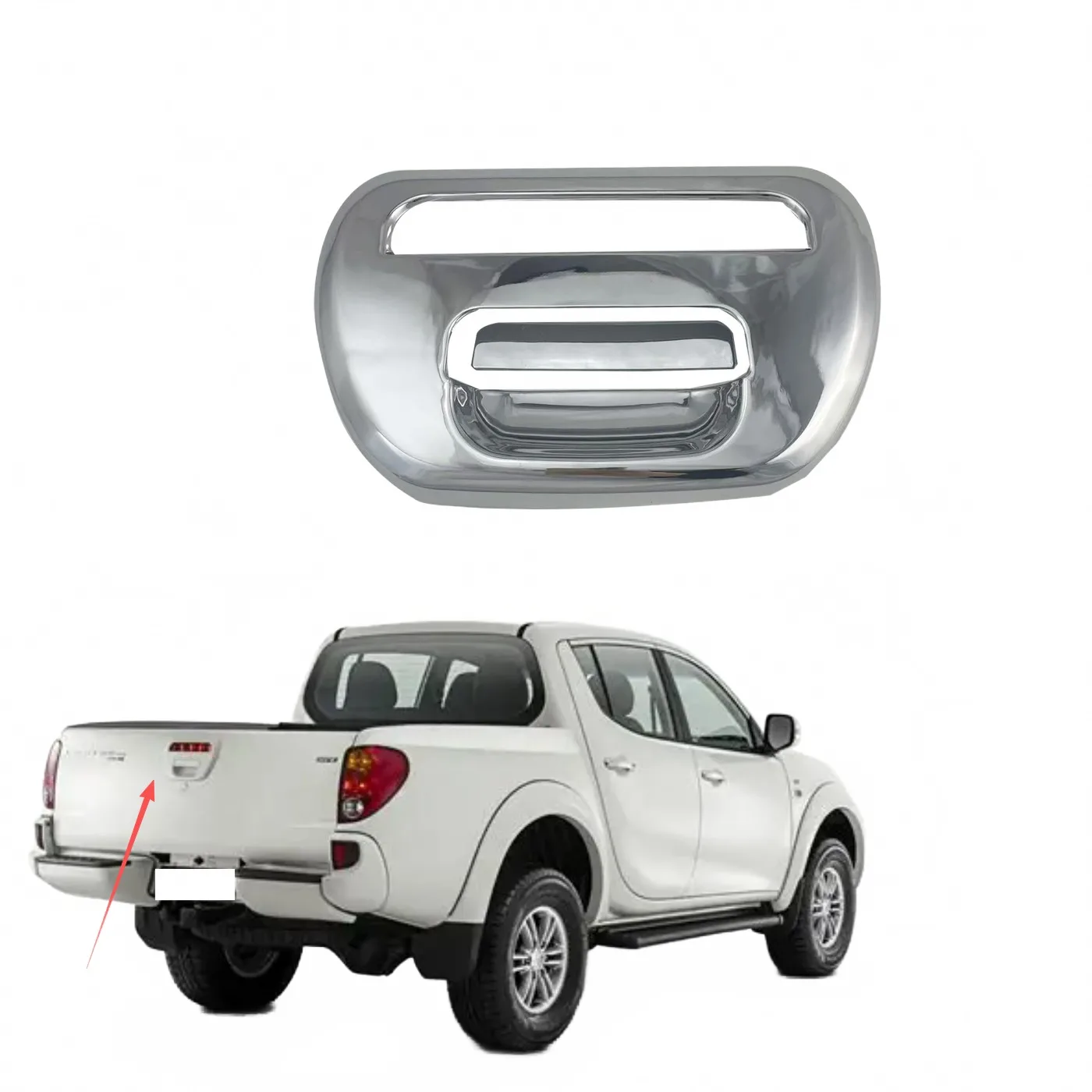 Chrome ABS Tailgate Handle Bowl Cover Trim for Mitsubishi Triton L200 2005-2014