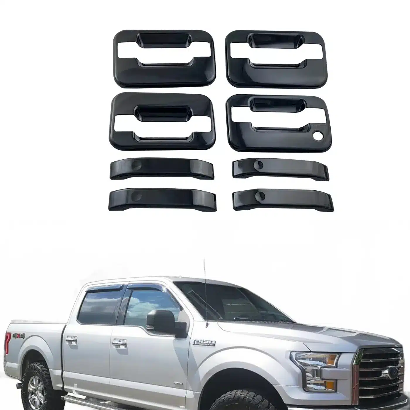 Exterior Door Handle Cover Trim Kit for Ford F-150 Raptor 2009-2015 Gloss Black Protective Shell