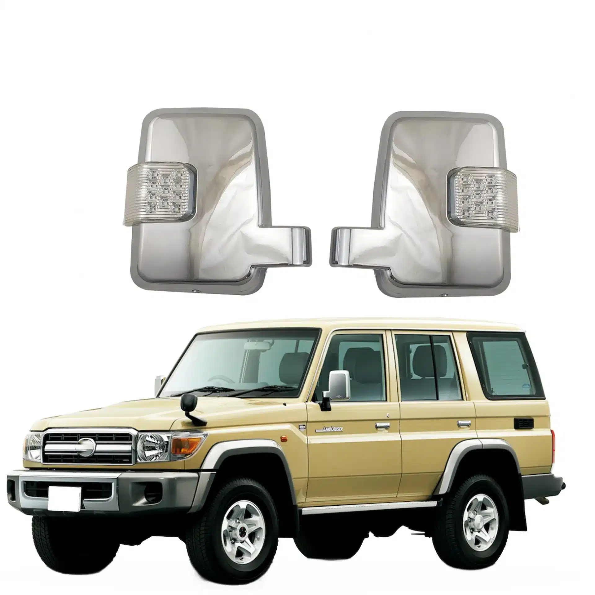 LED Wing Mirror Cover Caps with Signal Indicators for Toyota Land Cruiser FJ70 FJ79 Accessories