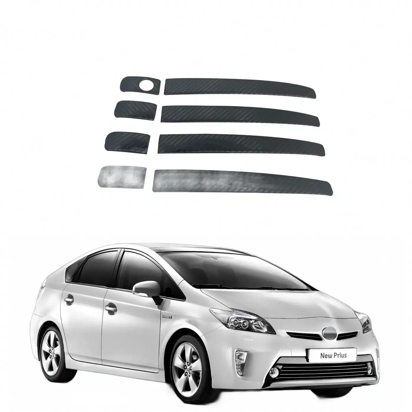 Exterior Door Handle Cover Trim Kit – Stainless Steel Finish for Toyota Prius ZVW30 2010-2015