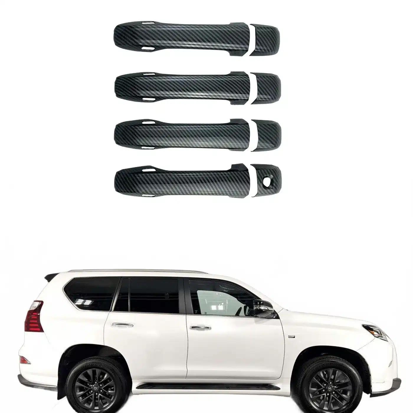 Carbon Fiber Style Door Handle Covers for Lexus LX570 GX460 2012-2021 Exterior Trim Enhancements
