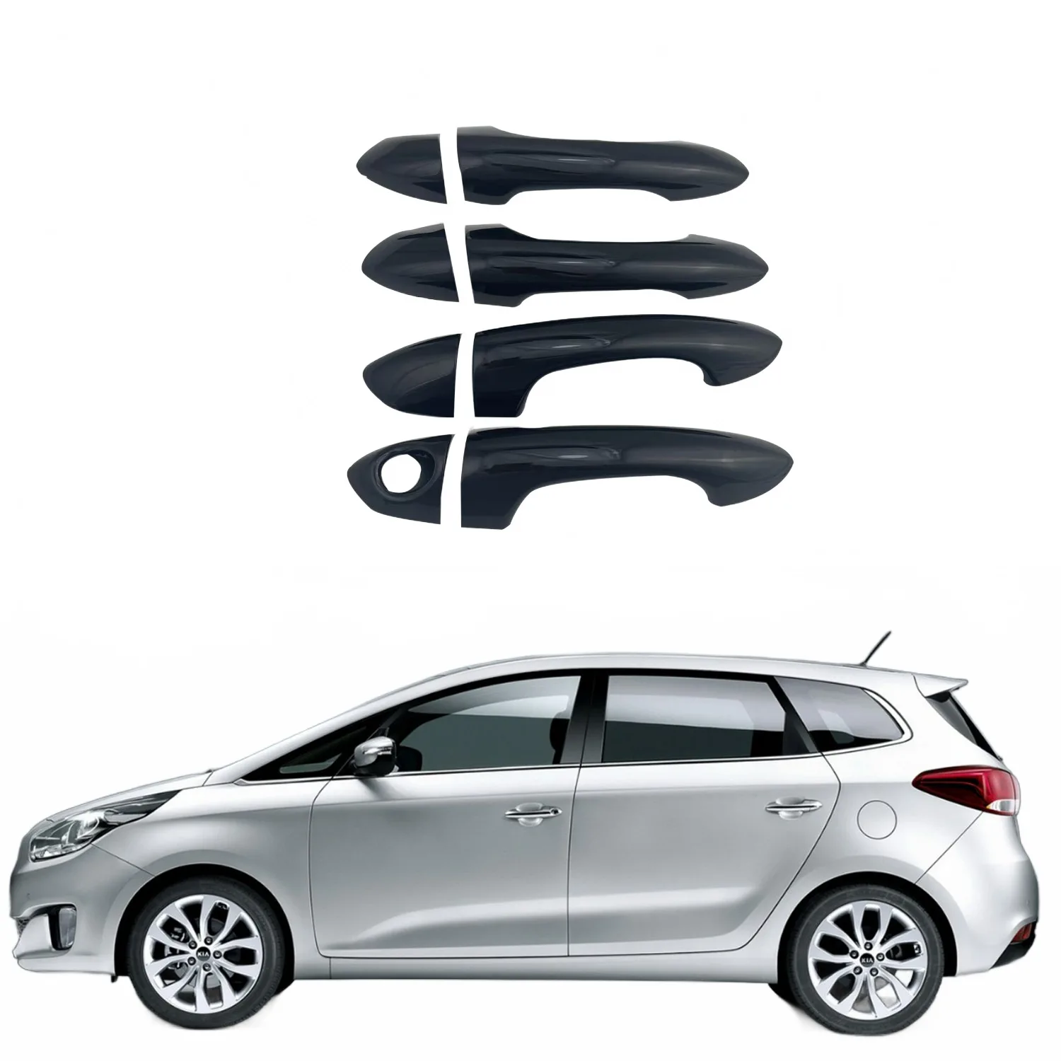 Exterior Door Handle Cover Trim Kit for Kia Carens 2013 – Gloss Black Finish