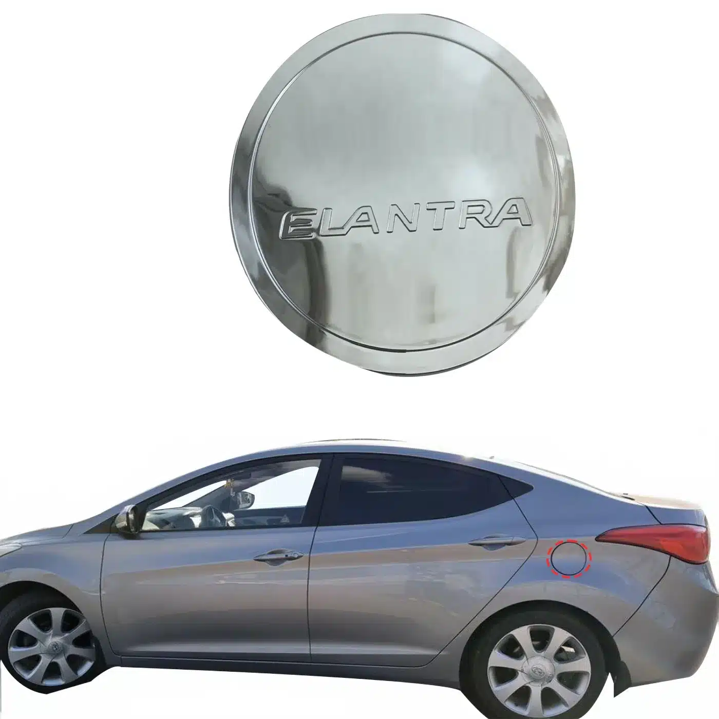Fuel Tank Cap Cover Exterior Trim Electroplated Chrome Decoration Compatible with 2012-2015 Elantra