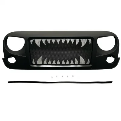 Matte Black Shark Teeth Front Grille Off-Road Grille Replacement for 2007-2017 Jeep Wrangler JK JKU Matte Black Shark Teeth Front Grille Off-Road Grille Replacement for 2007-2017 Jeep Wrangler JK JKU