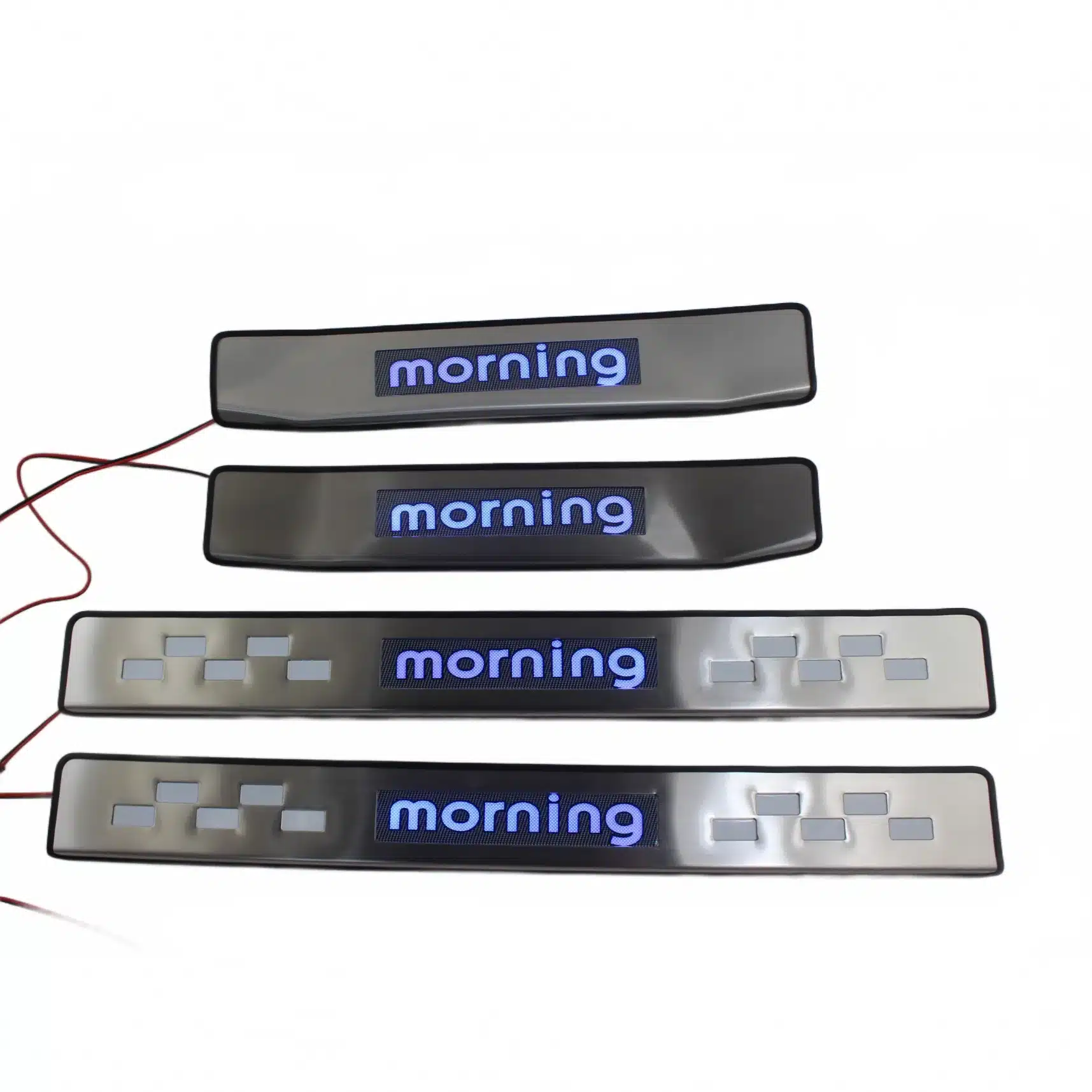 LED Door Sill Guard Kit with Blue Light Scuff Plate Welcome Pedal Covers for Kia Morning