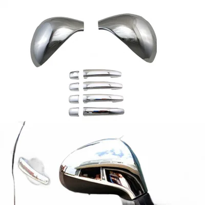 Rearview Mirror Cover Caps and Door Handle Protectors for Peugeot 207 (2006-2014) and 308, Chrome/Glossy Finish, Pair Rearview Mirror Cover Caps and Door Handle Protectors for Peugeot 207 (2006-2014) and 308, Chrome/Glossy Finish, Pair