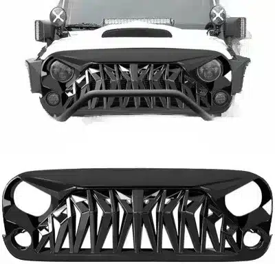 Shark Style Front Grille Matte Gloss Black Replacement for 2007-2017 Jeep Wrangler JK JKU, ABS Plastic Shark Style Front Grille Matte Gloss Black Replacement for 2007-2017 Jeep Wrangler JK JKU, ABS Plastic