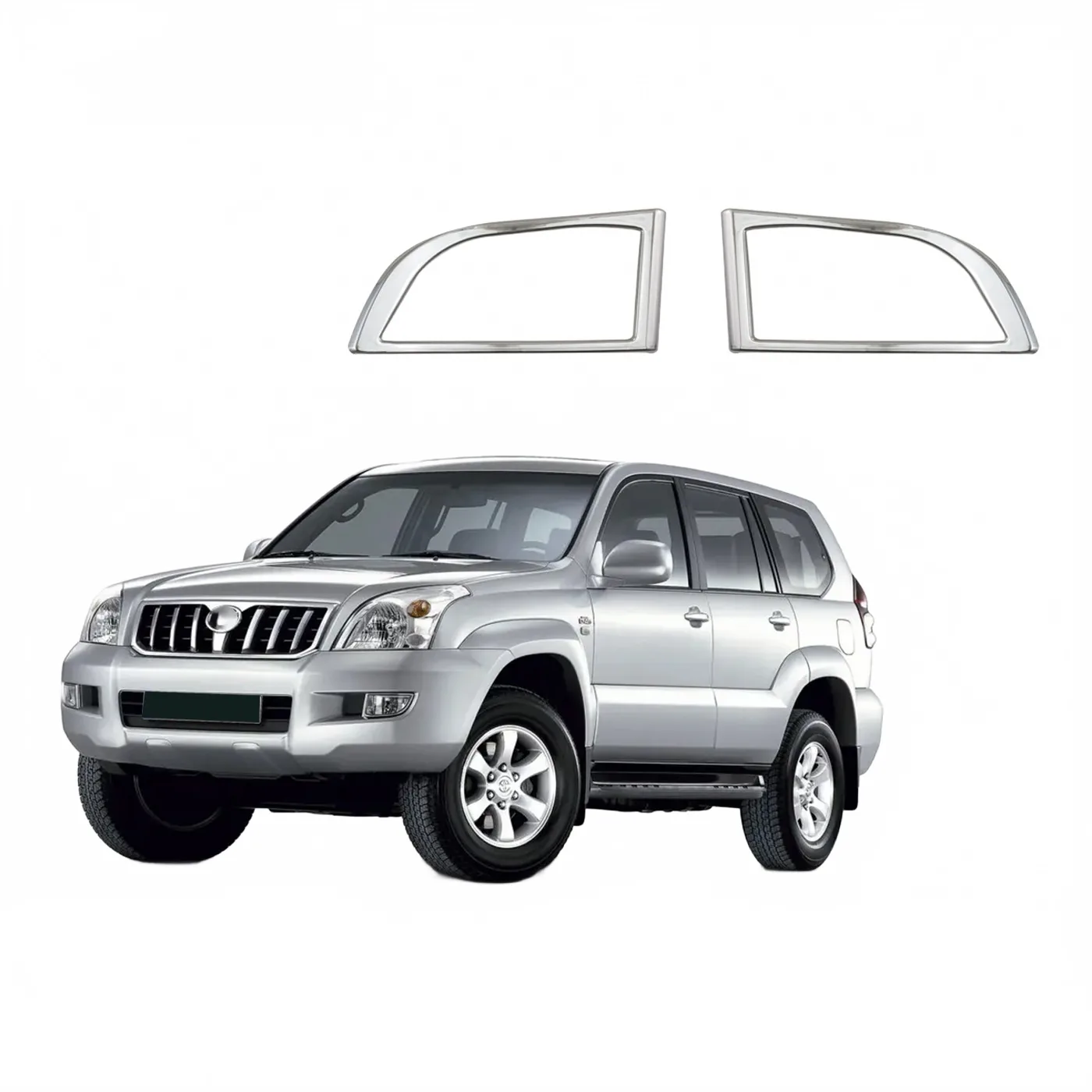 Front Fog Light Cover Trim for Toyota Land Cruiser Prado FJ120 2003-2009, Chrome ABS Bezel Garnish