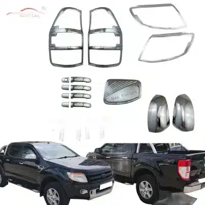 Chrome Exterior Door Handle Cover Trim Kit for Ford Ranger 2012-2022, Premium ABS Protective Garnish Chrome Exterior Door Handle Cover Trim Kit for Ford Ranger 2012-2022, Premium ABS Protective Garnish