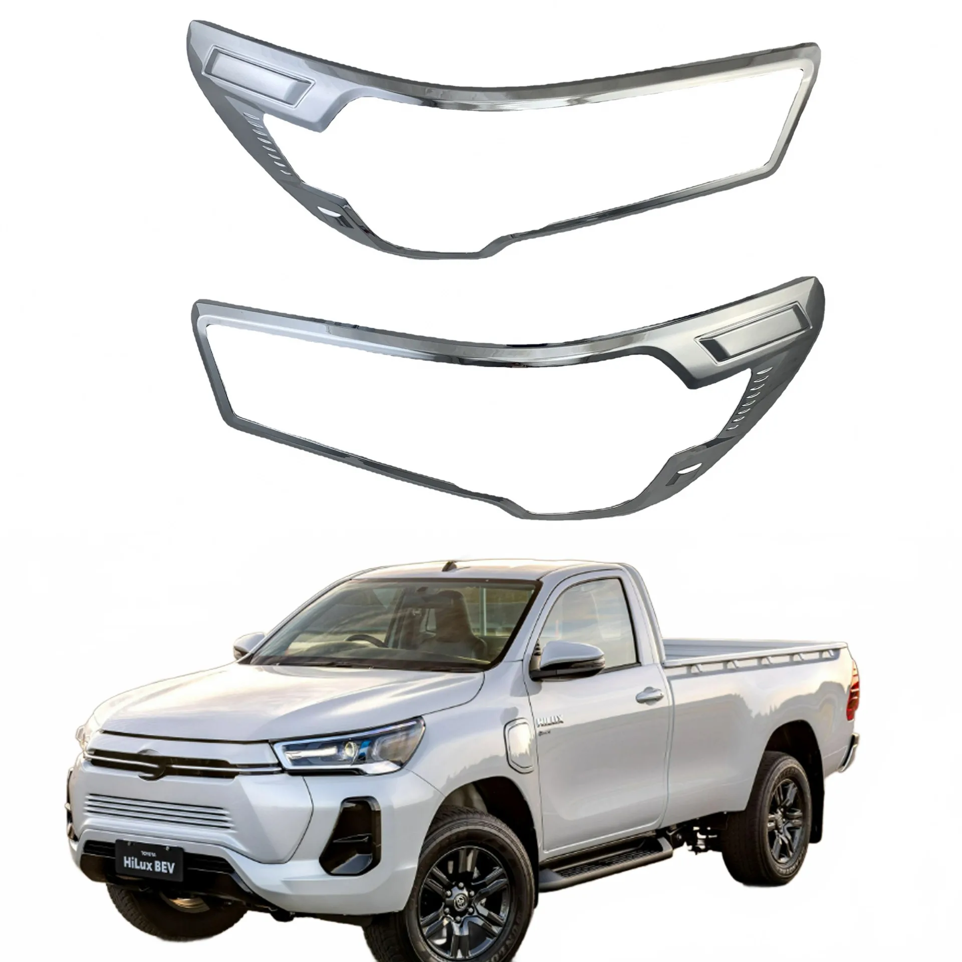 Chrome Headlight Cover Trim for Toyota Hilux Revo Exterior Decoration Frame