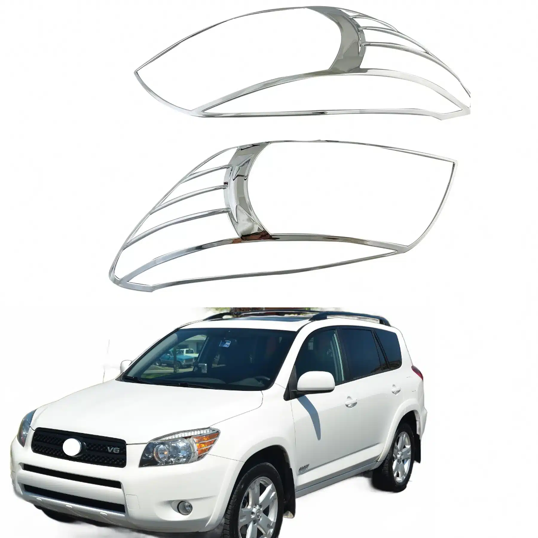 Front Headlight Cover Chrome Plated ABS Protectors Compatible with Toyota RAV4 2006