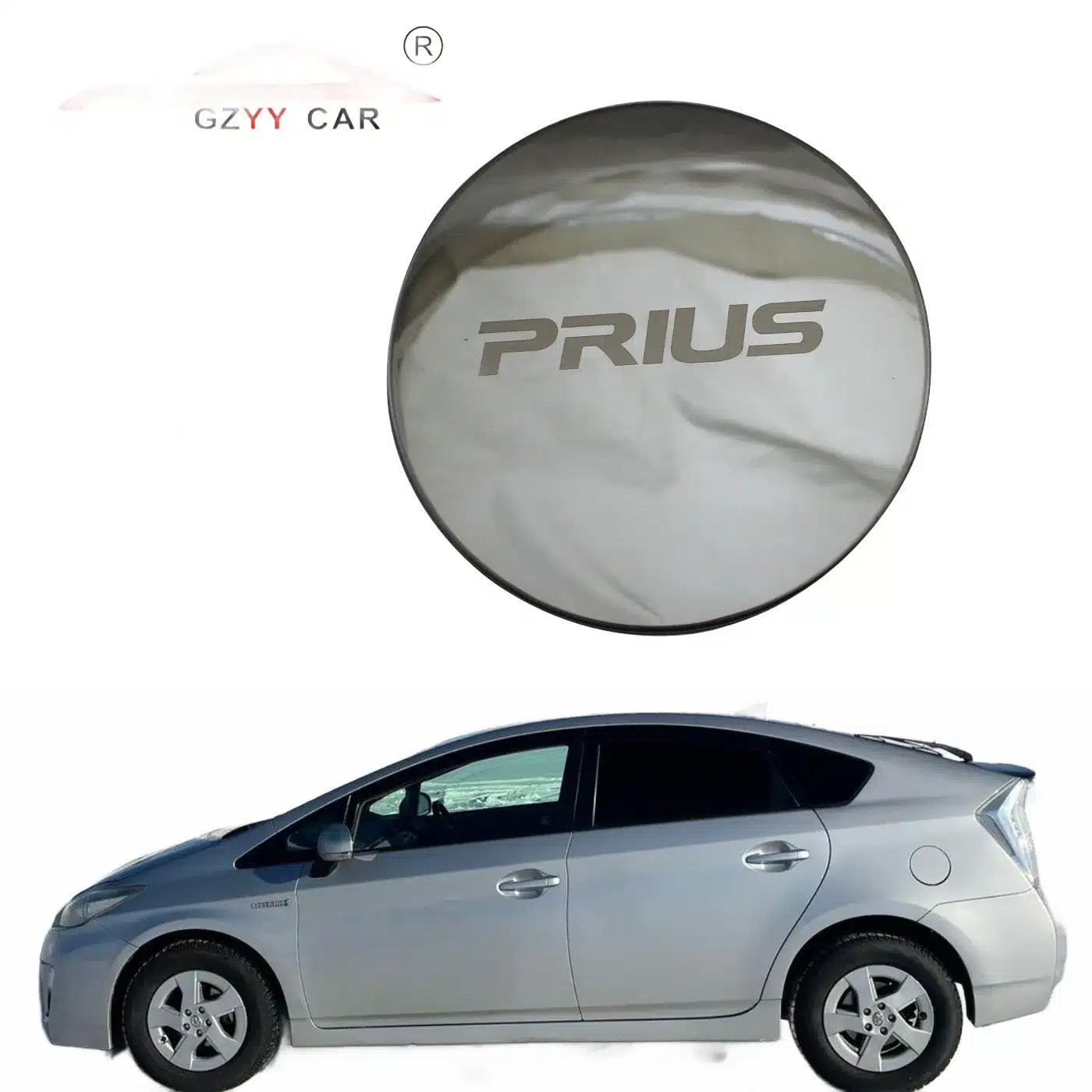 Silver Stainless Steel Fuel Tank Cap Trim Plate for Toyota Prius 30 2010