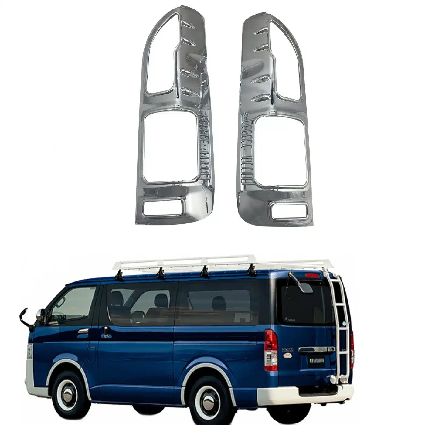 Rear Tail Light Covers with 3D Design for Toyota HIACE 200 Series 2016 model, Back Lamp Bezels Exterior Protection