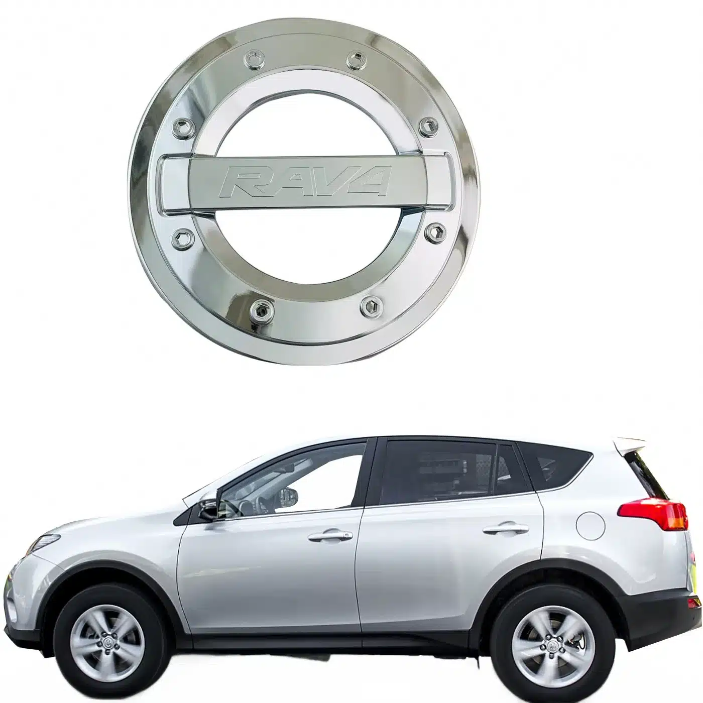 Silver Chrome Plated ABS Fuel Tank Cap Cover Trim for Toyota RAV4 2014-2016 Exterior Decoration Decoration