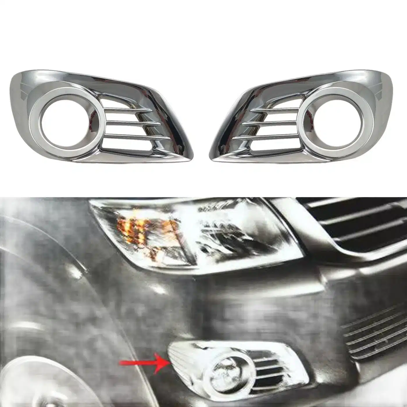 Front Fog Light Cover Trim ABS Chrome Exterior Protection for Toyota Hilux Vigo 2012-2014
