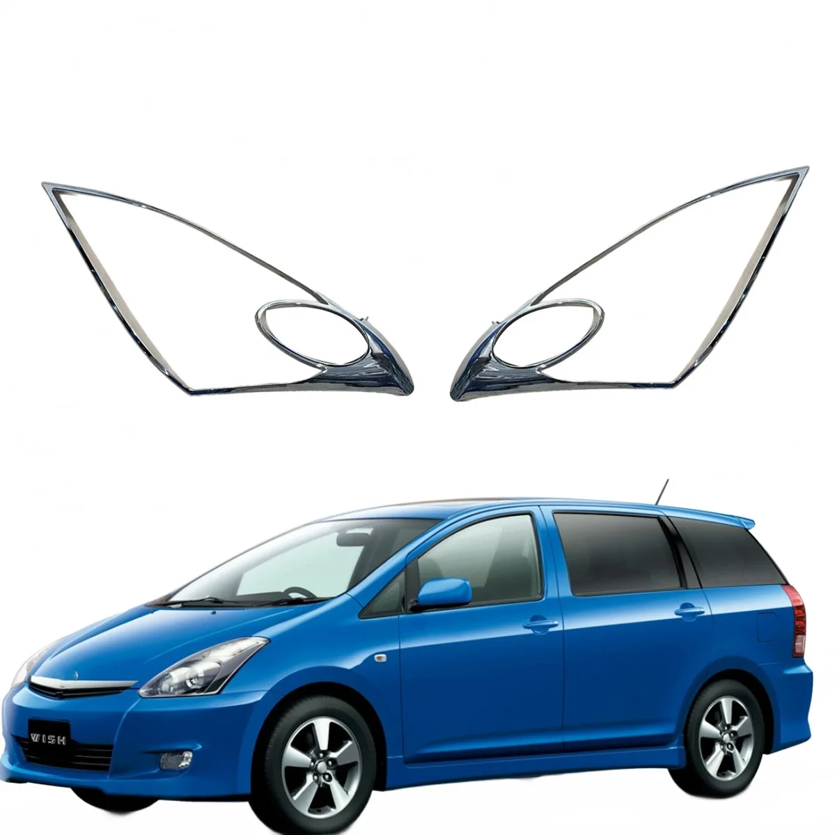 Front Headlight Cover Chrome Trim Frame for Toyota Wish 2003-2008
