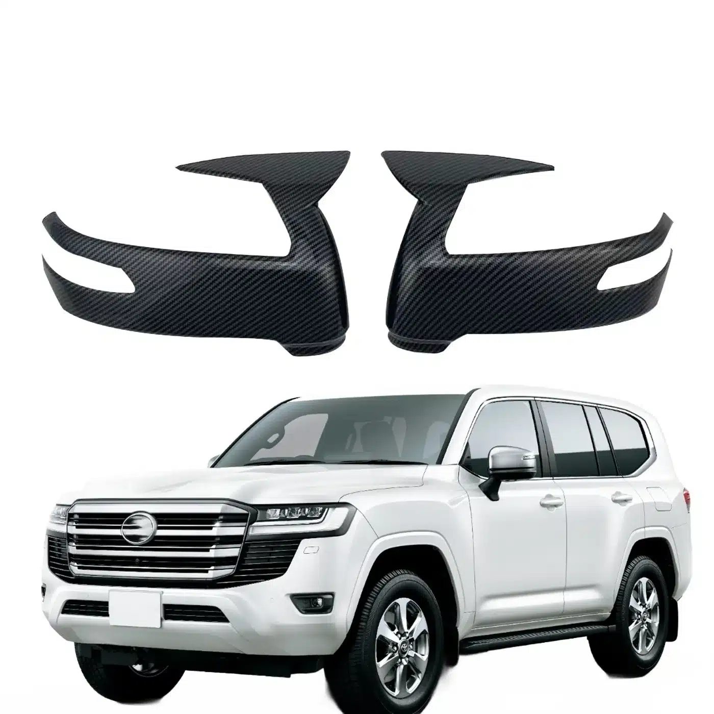 Carbon Fiber Style ABS Rearview Side Mirror Cover Caps Compatible with Toyota Land Cruiser LC300 2023