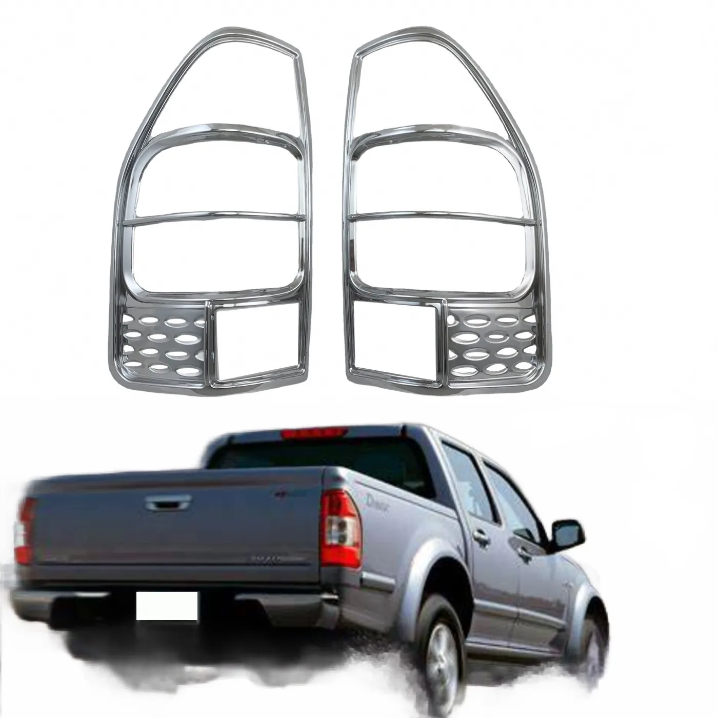 Chrome Rear Tail Light Covers Trim for Isuzu D-MAX 2003-2010 Models