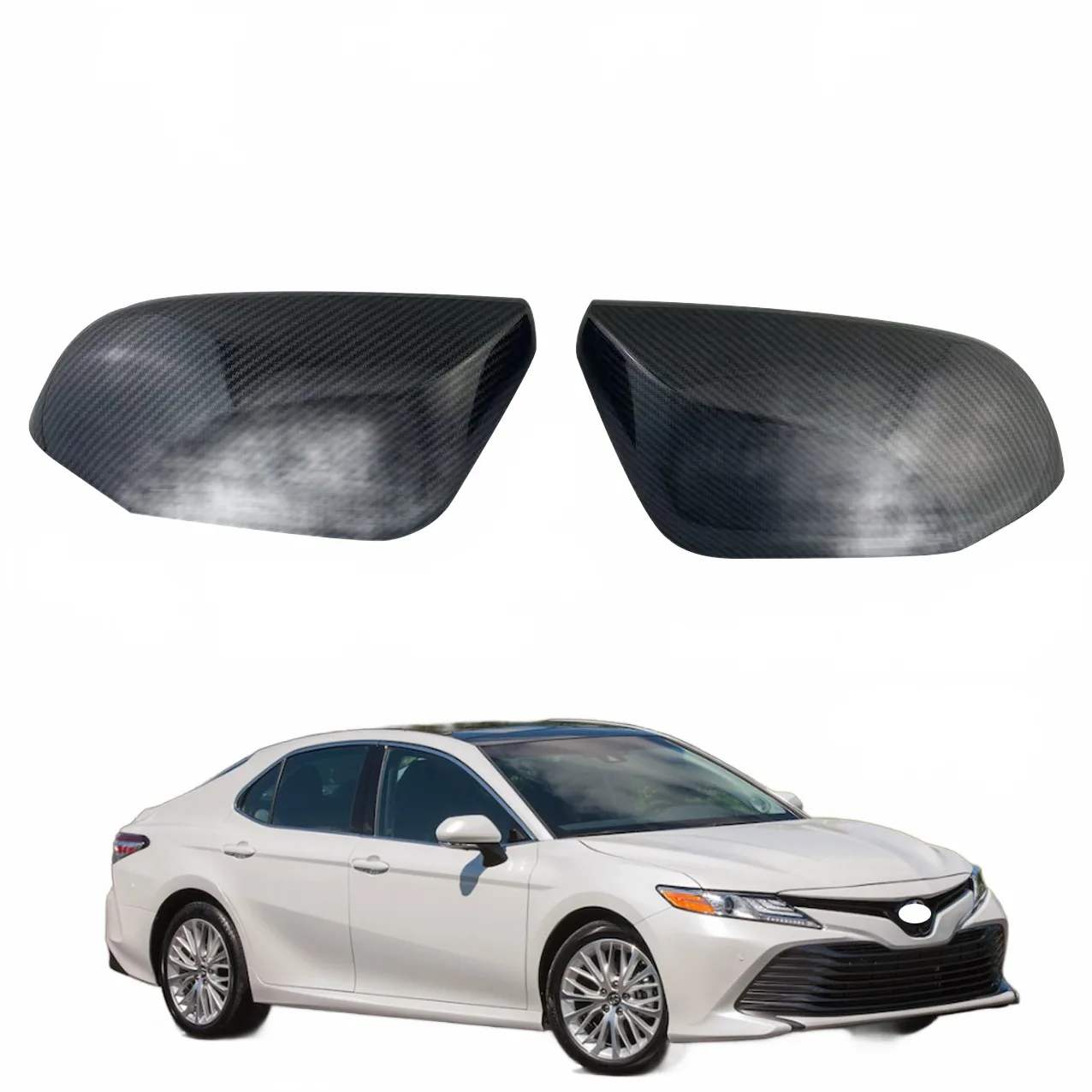 Carbon Fiber Texture Rearview Side Mirror Covers for Toyota Avalon Camry 2018-2023 C-HR