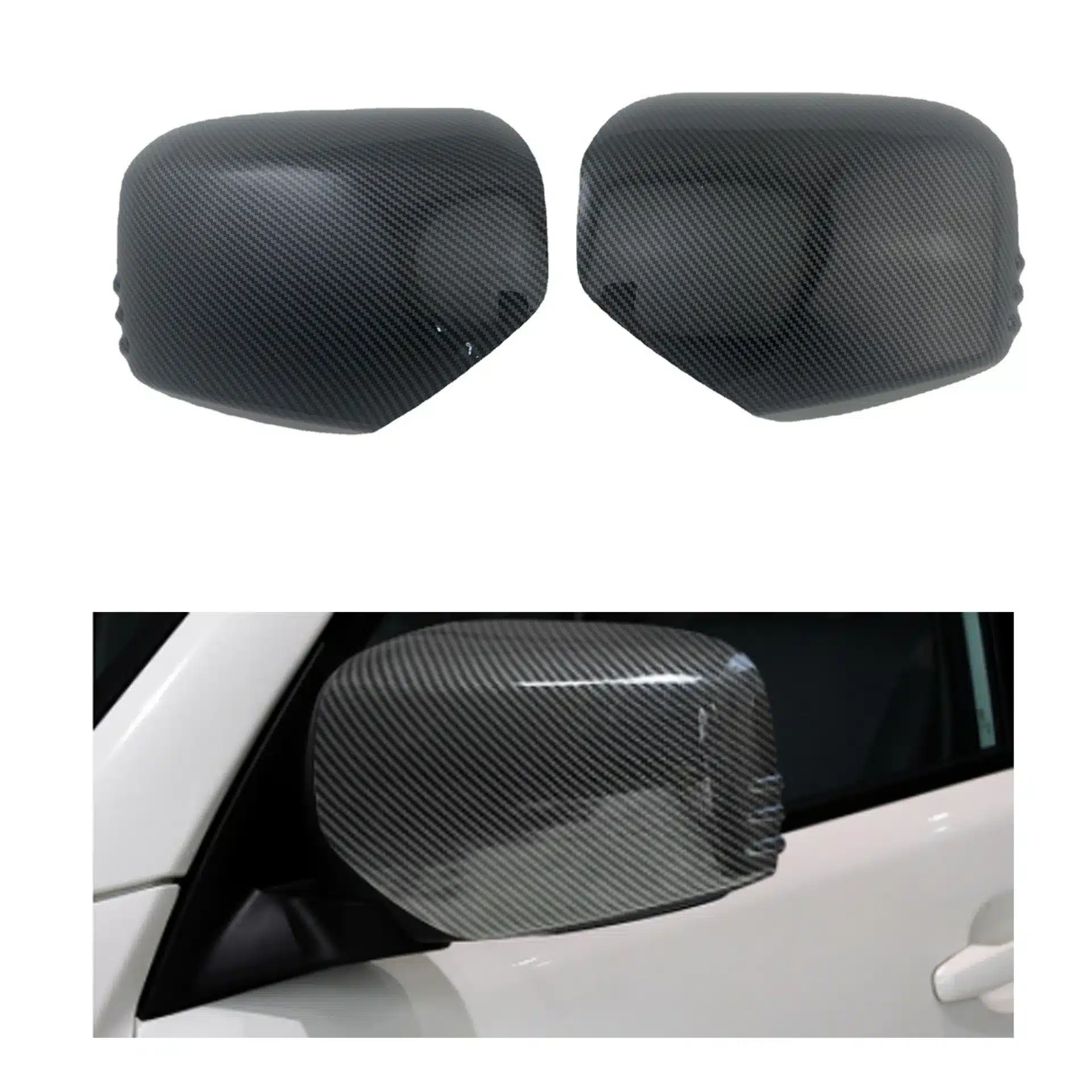 Carbon Fiber Style Rear View Mirror Covers for Mitsubishi Triton L200 Pajero Sport 2005-2014