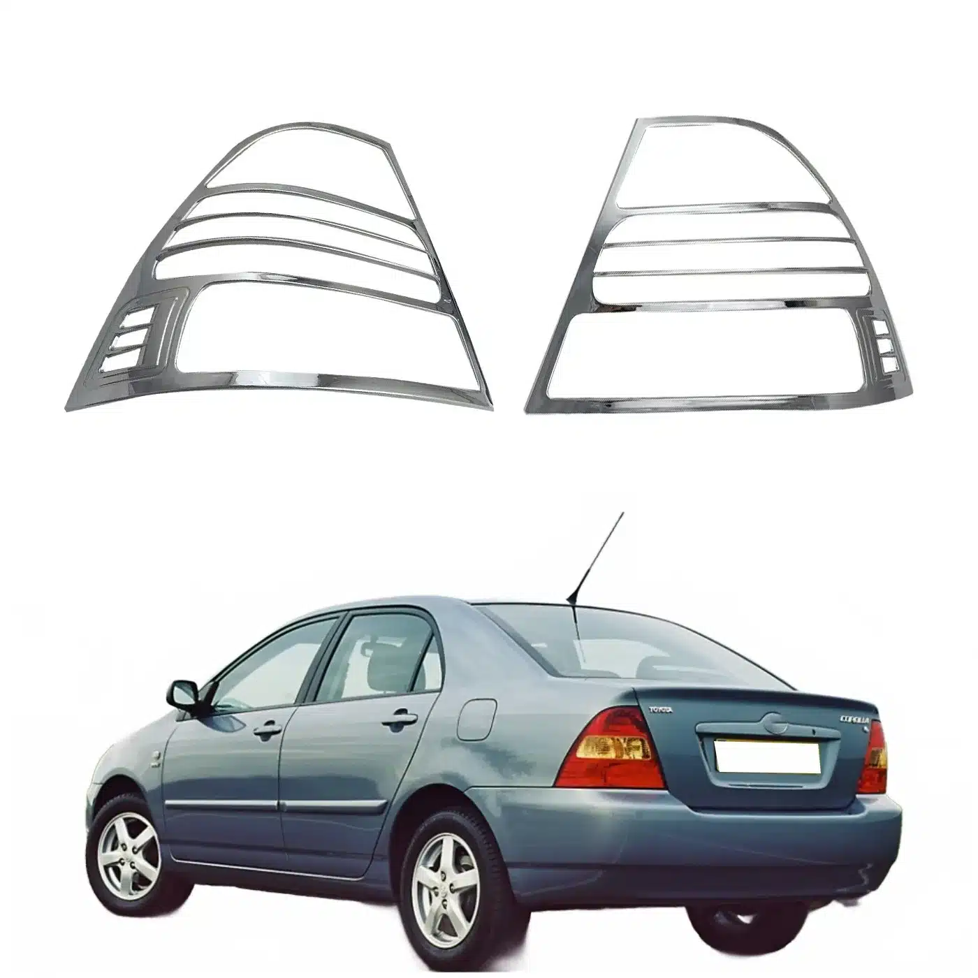Chrome Tail Light Cover Trim for Toyota Corolla 2001-2004 Rear Lamp Frame Decoration