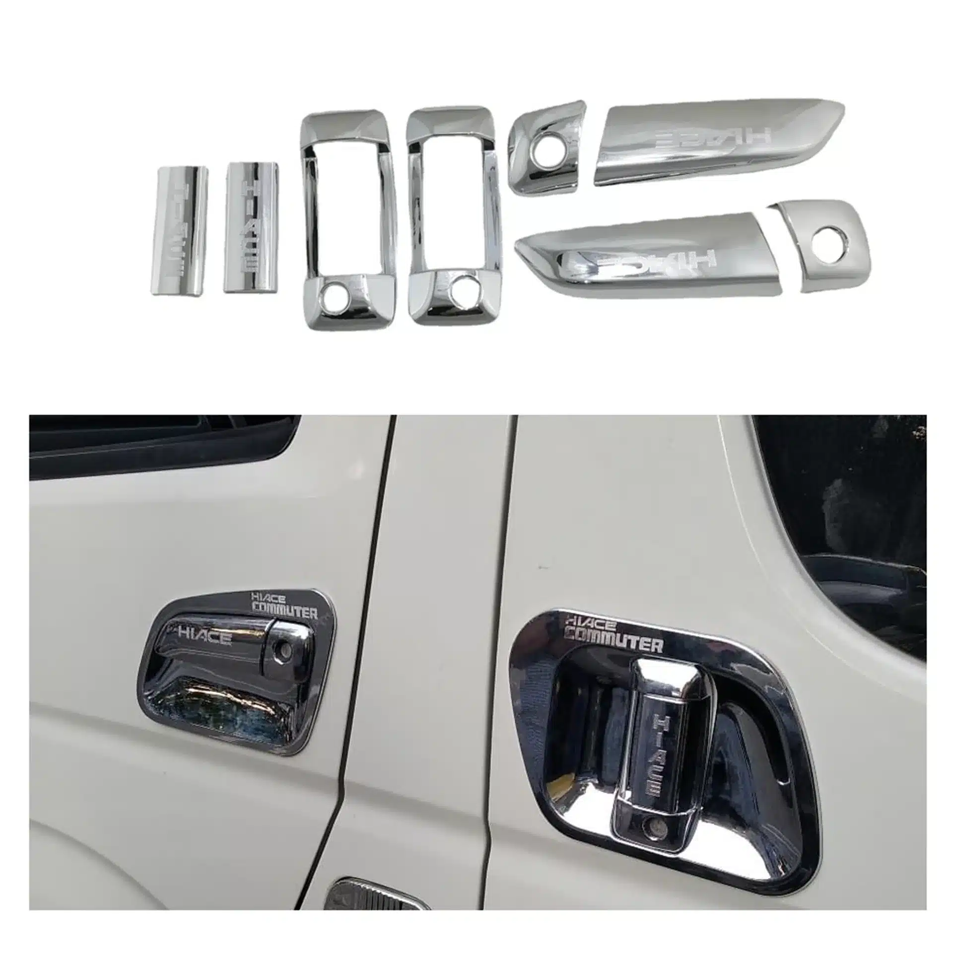 Chrome Exterior Door Handle Covers Trim for Toyota HiAce 200 Series 2006-2019, ABS Plastic Protective Accents