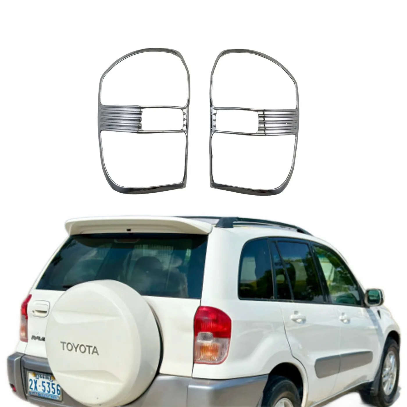 Rear Tail Light Covers Frame Trim Guards Chrome Finished for Toyota RAV4 2001