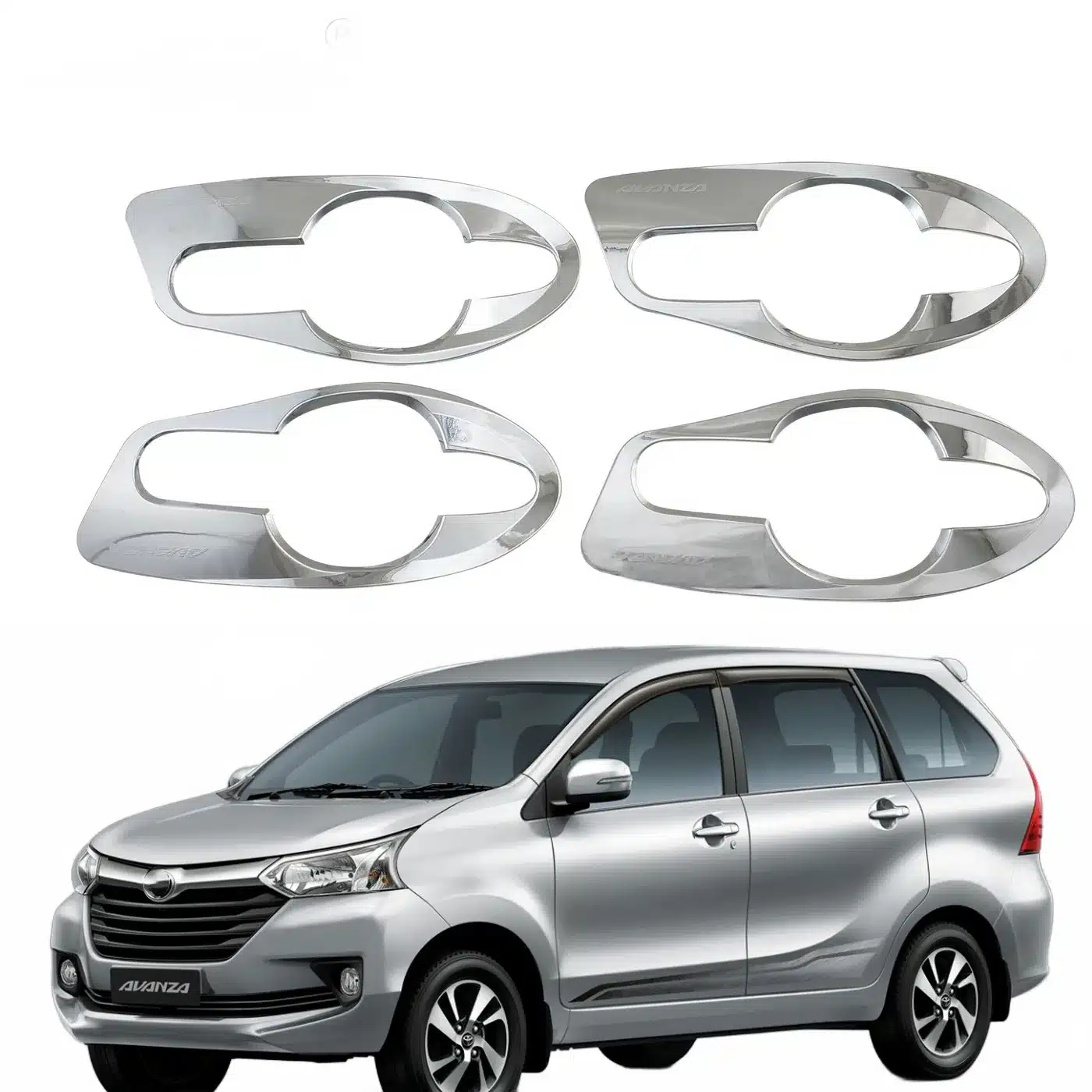 Chrome Plated Door Handle Bowl Covers ABS Exterior Trim Protectors for Avanza 2016