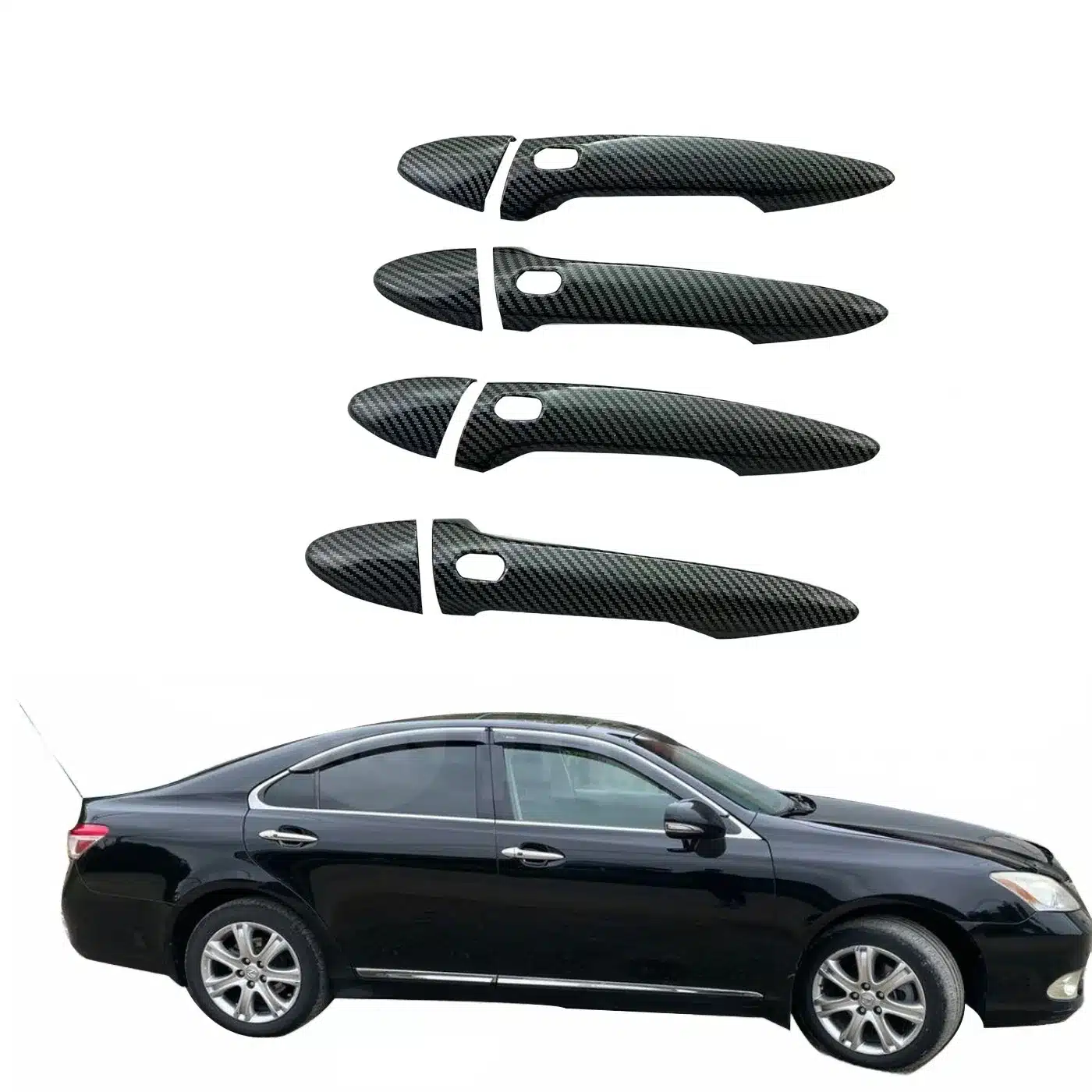 Carbon Fiber Texture Exterior Door Handle Covers Compatible with Lexus ES350 ES240 2006-2010 and IS200 2005-2013