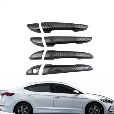 Carbon Fiber Style Door Handle Covers for 2016 Hyundai Elantra Exterior Trim Set Carbon Fiber Style Door Handle Covers for 2016 Hyundai Elantra Exterior Trim Set