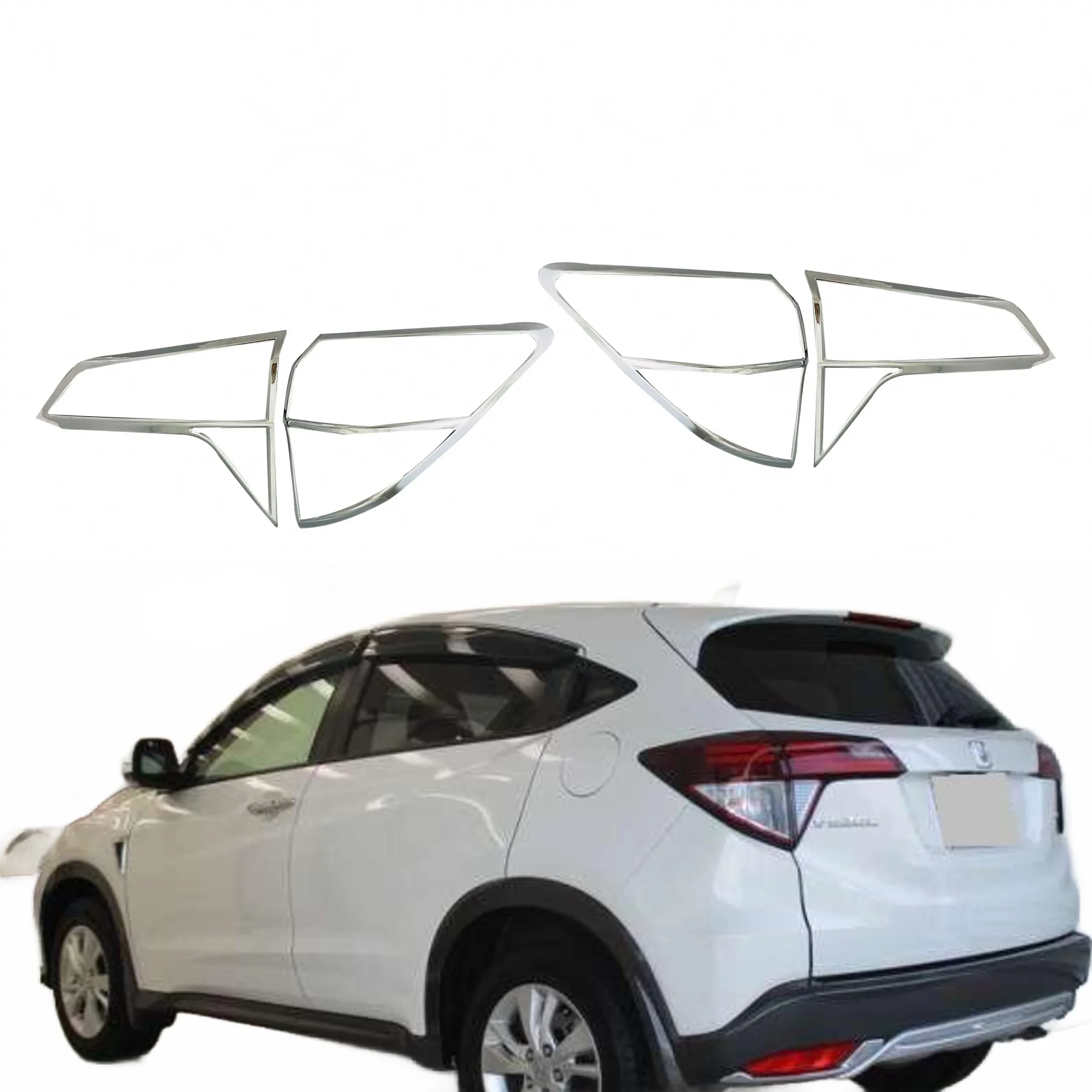 Rear Tail Light Cover Trim Chrome Plated Frame Guards for Honda Vezel 2014-on