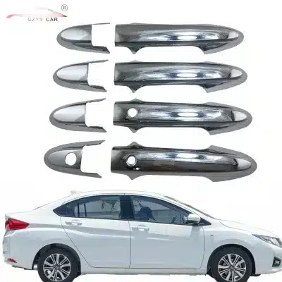 Chrome Exterior Door Handle Cover Trim for 2015 Honda CITY, ABS Electroplated Decorative Accents