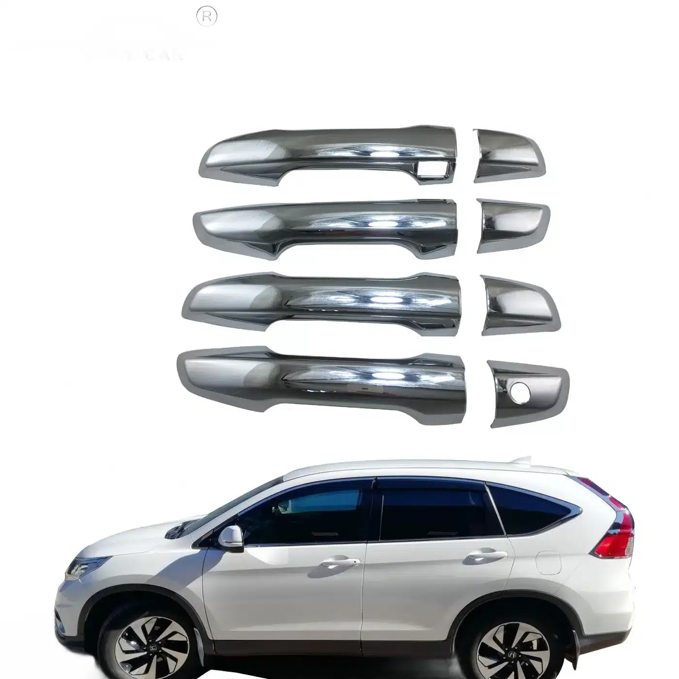 Chrome Exterior Side Door Handle Covers with Smart Keyhole for Honda CR-V 2017-2022