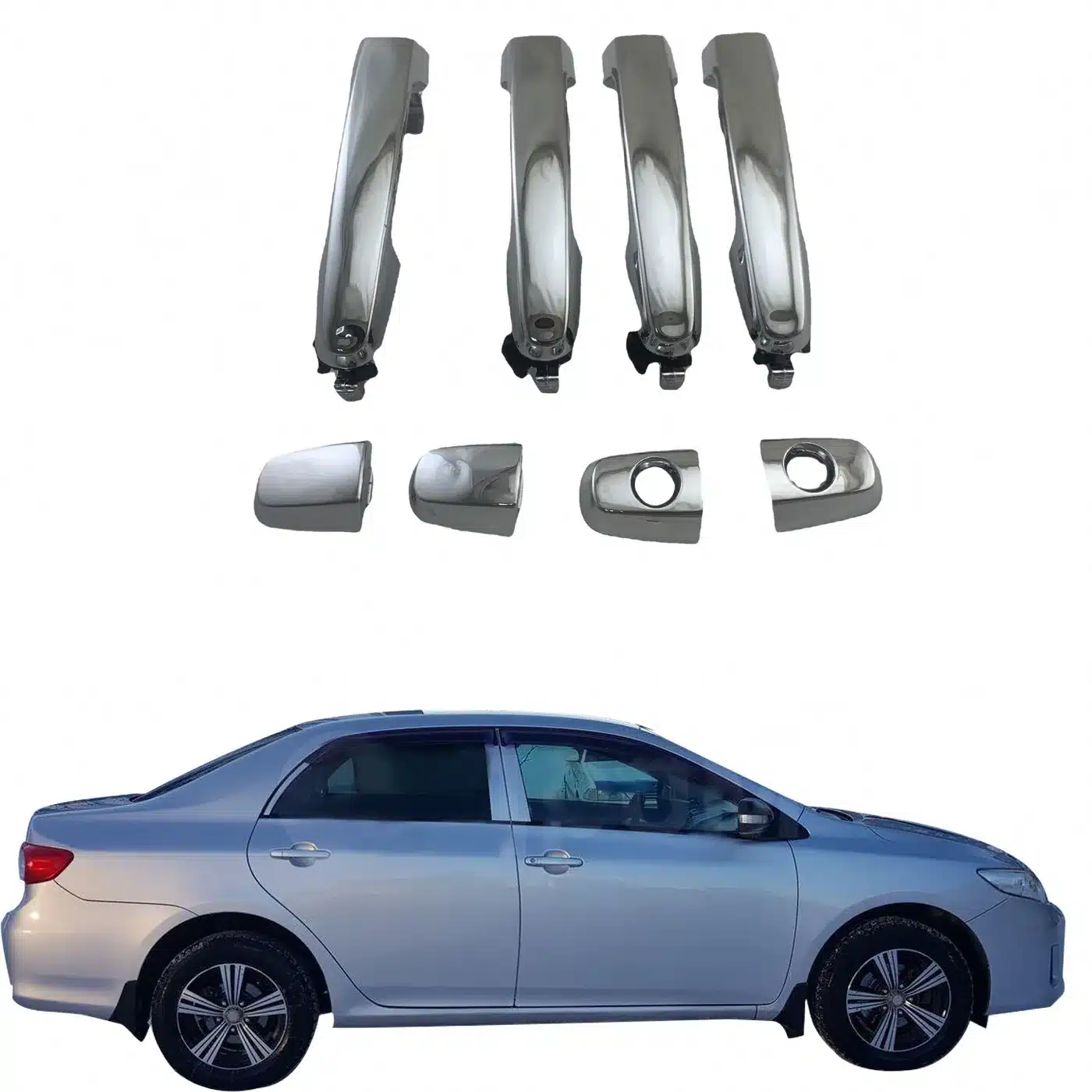 Chrome Exterior Door Handle Assembly Replacement for 2001-2010 Corolla