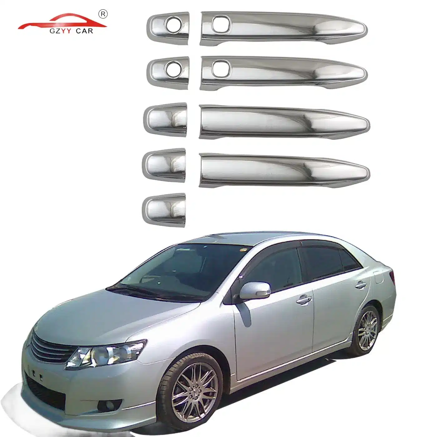 Exterior Door Handle Cover Side Door Protector ABS Chrome Trim for Toyota Wish Premio Allion 2008-2016