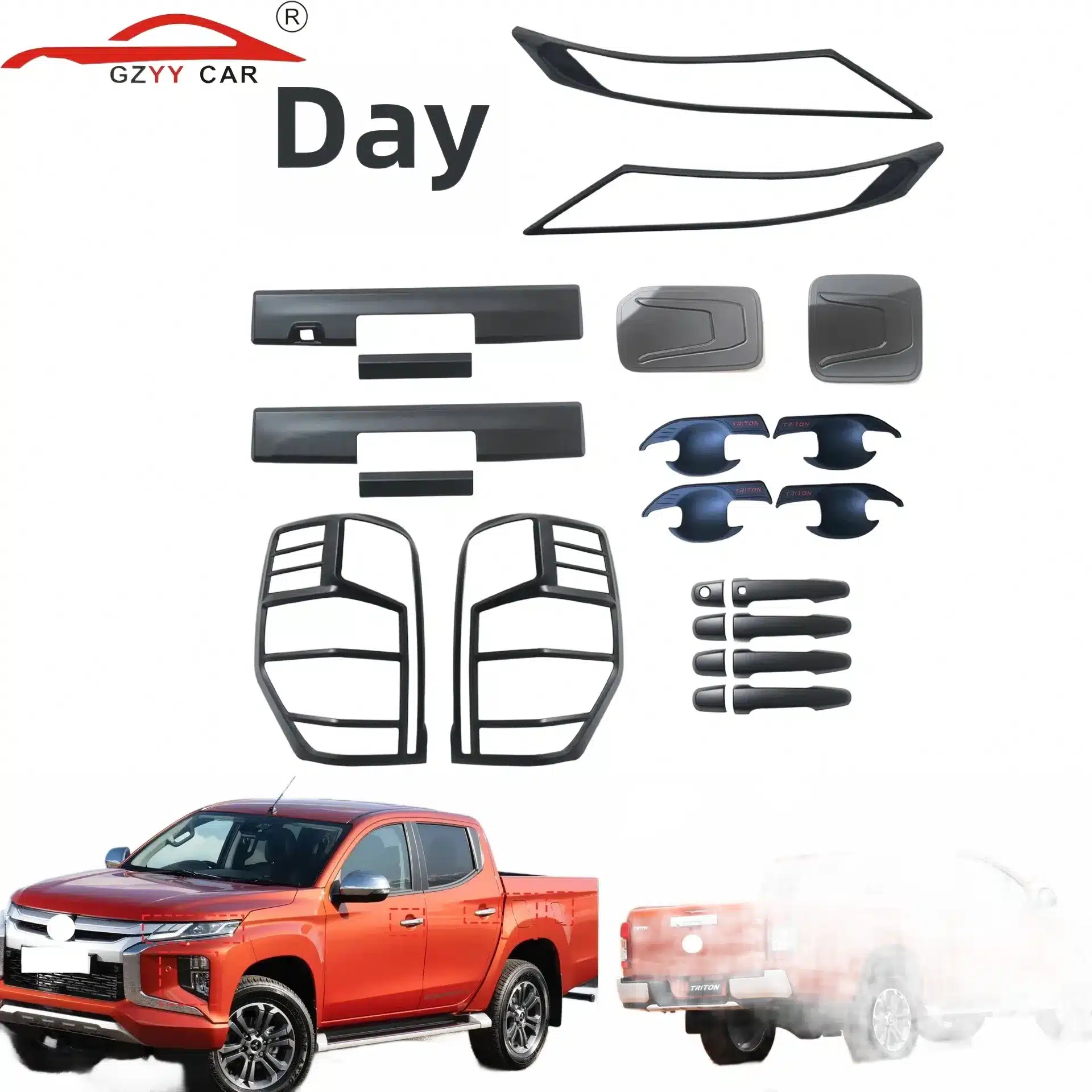Chrome Exterior Trim Kit for Mitsubishi Triton L200 2020 ABS Plastic Decorative Cover Set