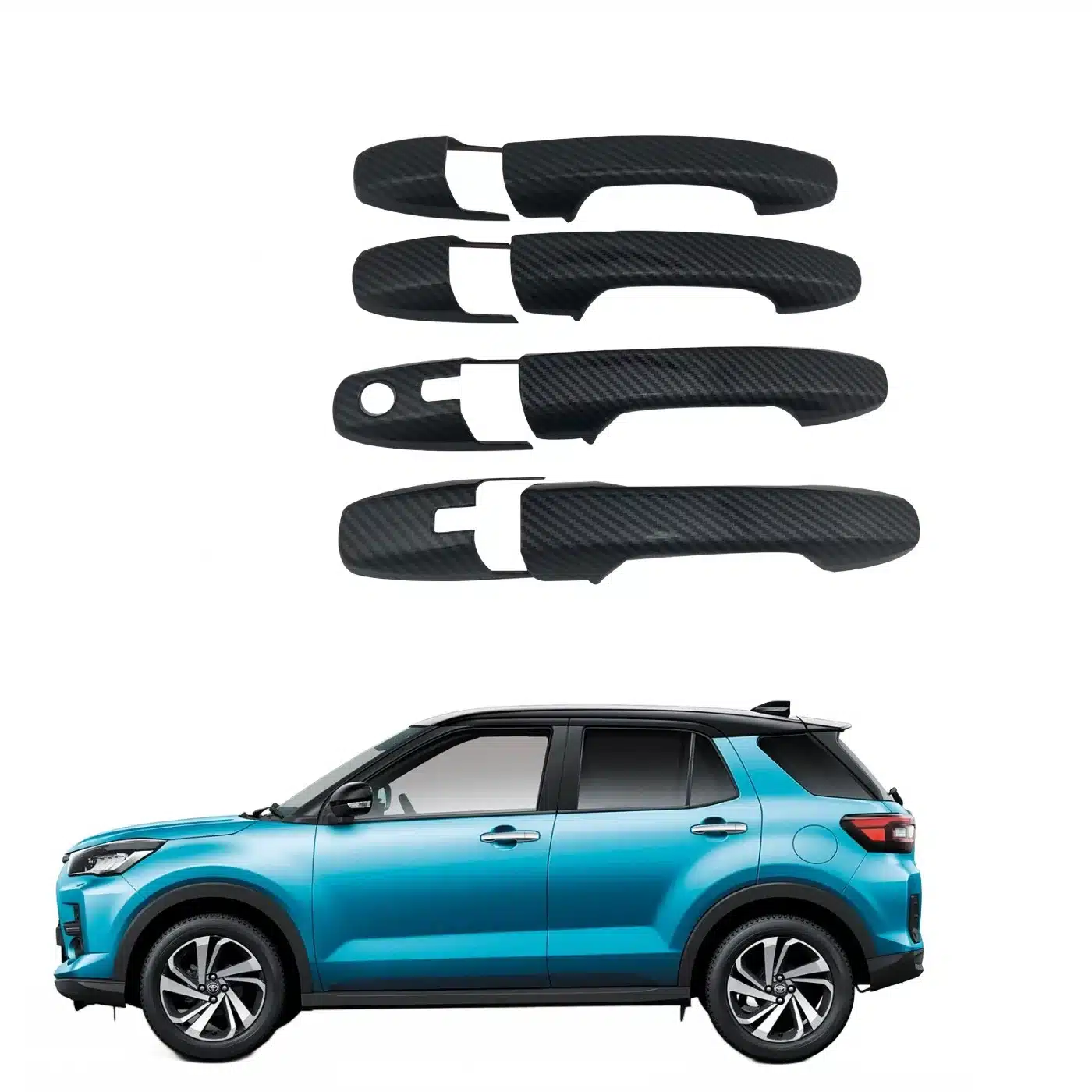 Carbon Fiber Texture Outer Door Handle Cover Trim Set for 2023 Toyota REIZ Exterior Decoration