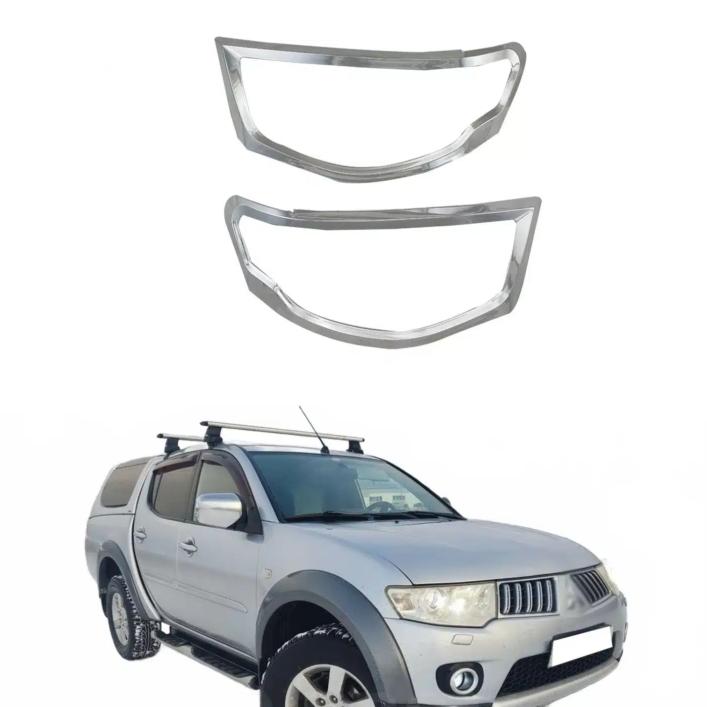 ABS Chrome Front Headlight Covers for Mitsubishi Triton L200 4th Gen 2005-2011