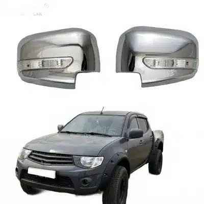 Chrome Exterior Side Rearview Mirror Covers with LED Integrated Signal Lights for Mitsubishi Triton L200 and Pajero Sport 2005-2014