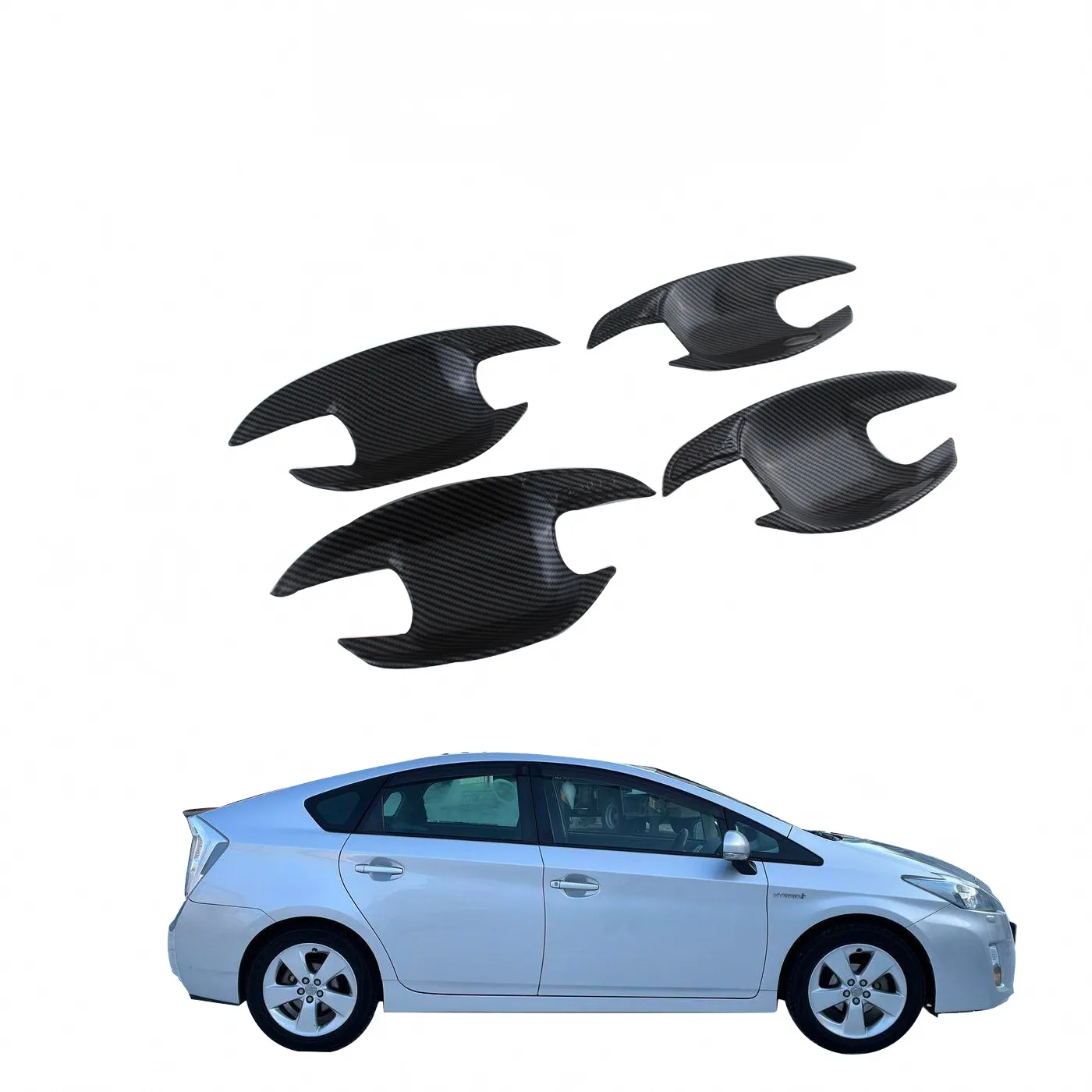 Carbon Fiber Style Door Bowl Covers Trim for Toyota Prius 30 Exterior Door Handle Scratch Guards