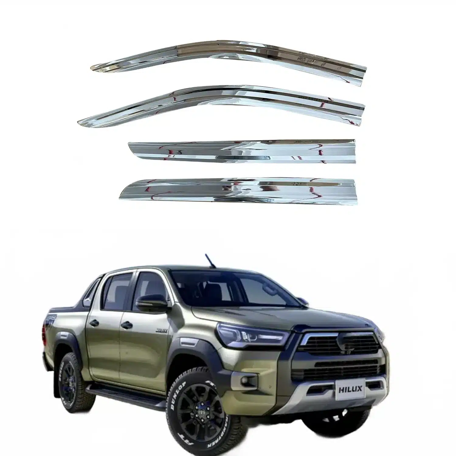 Chrome Window Deflector Rain Guard Visors Vent Shades for Toyota Hilux Revo 4×4
